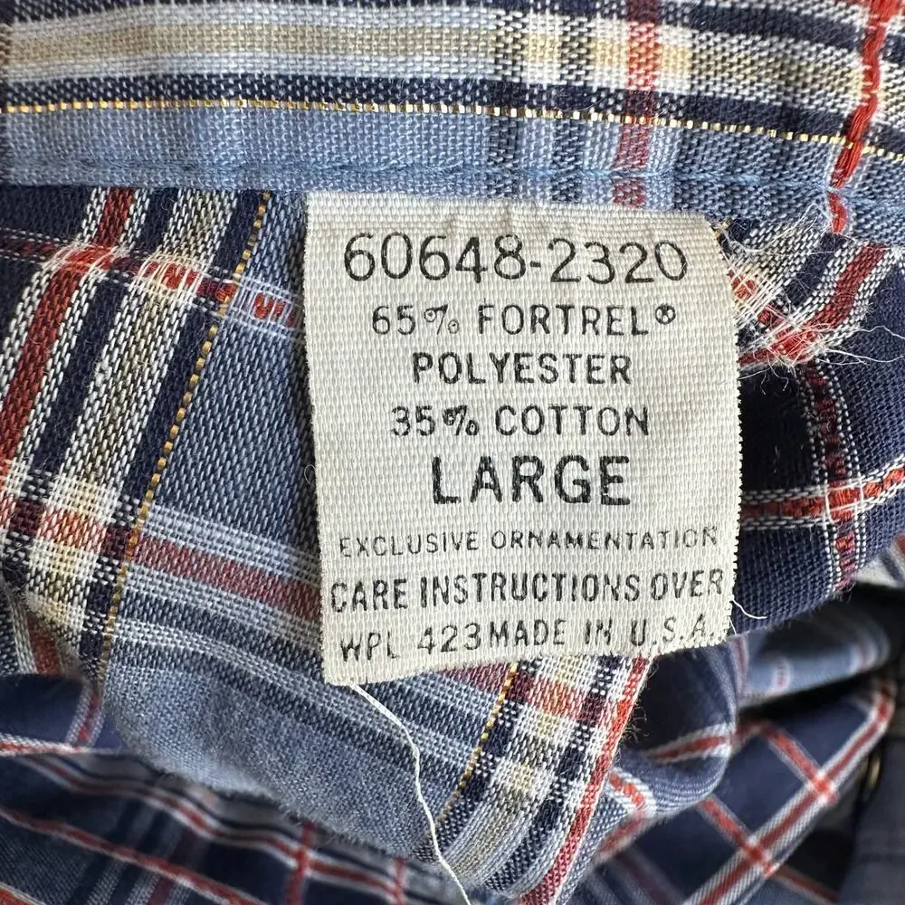Levi's Vintage 80s Western Pearl Snap Plaid Shirt White tab L